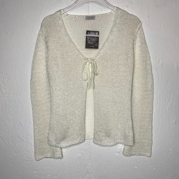 John P. Greece Sweaters - John P. Greece open front cardigan sweater white NWT size L